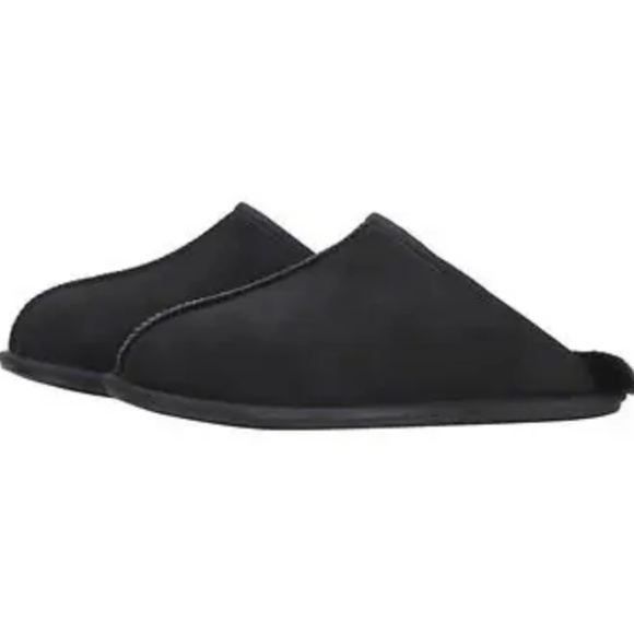 SALE Kirkland Signature Men’s Black Shearling Scuff Slipper NEW in Box - Picture 2 of 8